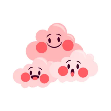 a pile of white clouds with smiling faces