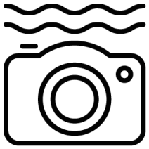 a black and white photo of a camera