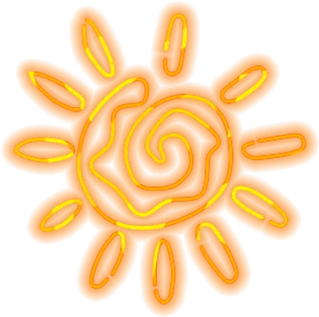an orange sun with yellow rays