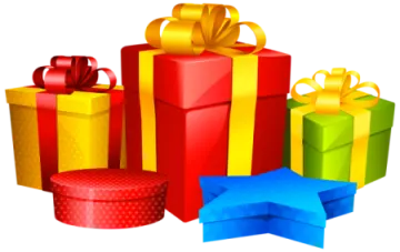 a pile of colorful gift boxes with bows