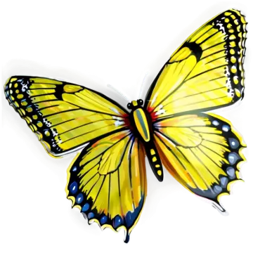 a yellow butterfly on a white background