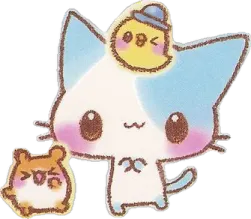 a sticker with an image of a cat and a bird