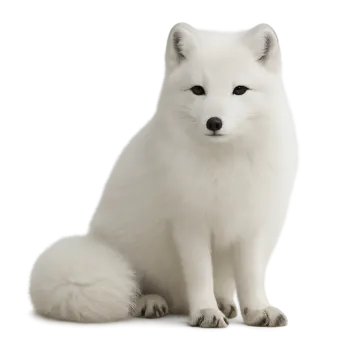 a white fox sitting on the ground