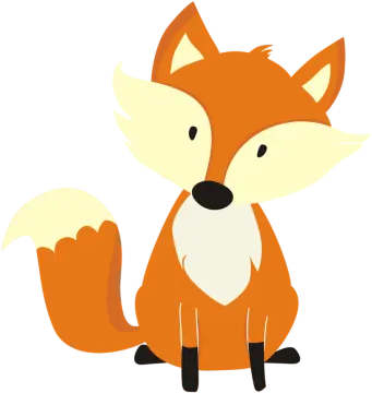 a cartoon fox sitting on the ground
