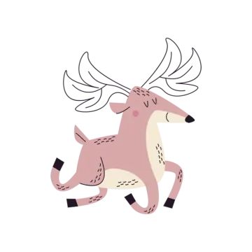 an illustration of a pink deer running