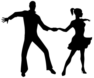 a silhouette of a couple dancing