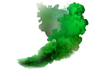 a green smoke cloud on a white background