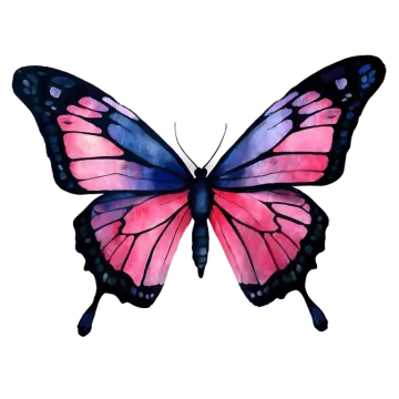 a watercolor painting of a pink butterfly