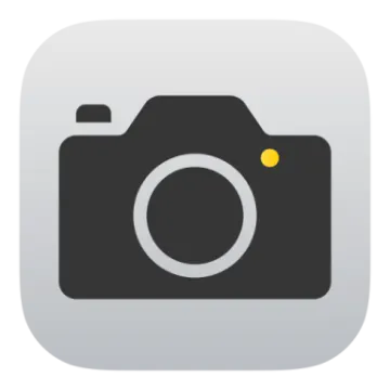 a black and white icon of a camera