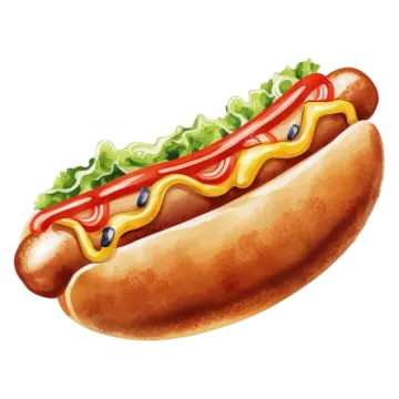 a hot dog on a white background