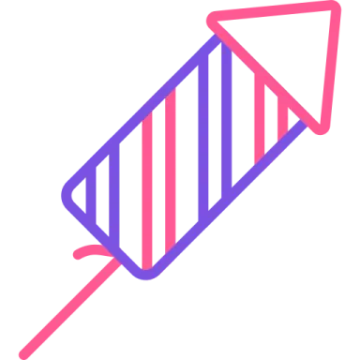 a pink and blue striped pin on a white background