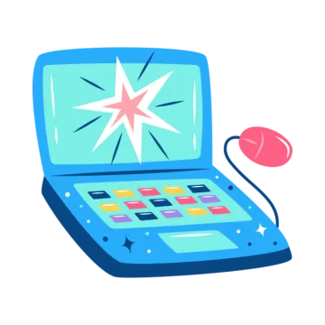 a laptop with a star on the screen