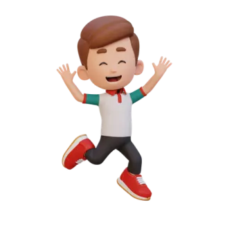 a boy with his hands up in the air