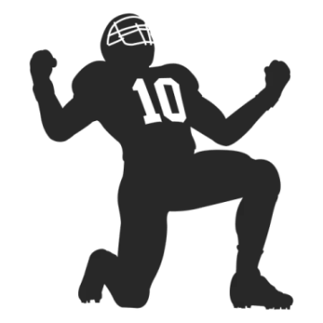 a silhouette of a football player in black and white