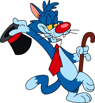 a cartoon cat in a suit and tie holding an umbrella