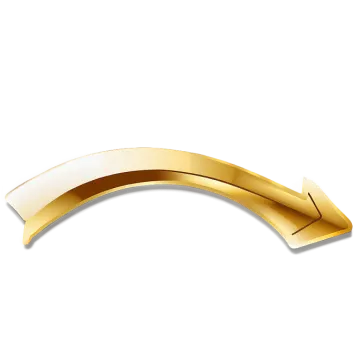 a gold curved arrow on a white background