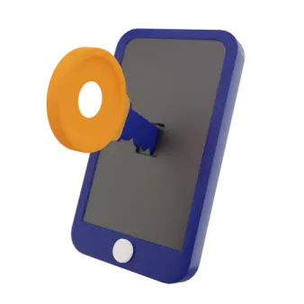 a cell phone with an orange ring attached to it