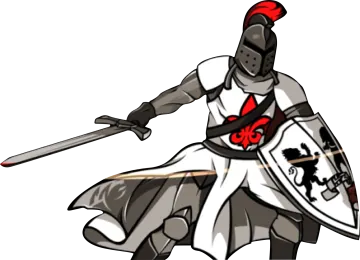 a knight with a sword and shield
