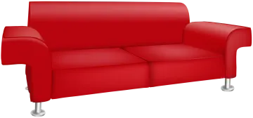 a red couch on a white background