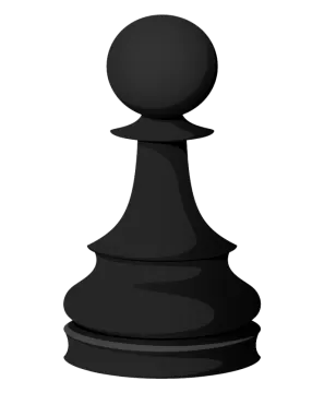 a black pawn on a white background