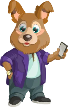 a cartoon bear holding a cell phone