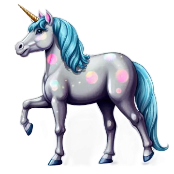 an illustration of a unicorn with blue hair