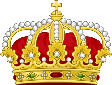 a gold crown with pearls on it