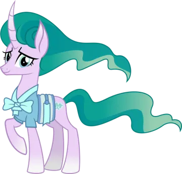 a pinkie pony with green hair and blue eyes