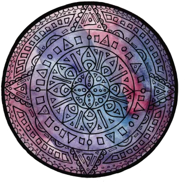 a watercolor drawing of a circular design