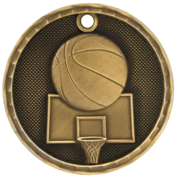 a gold medal with a basketball ball on it