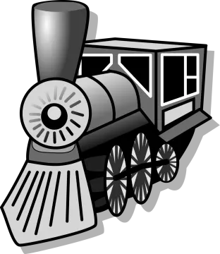 a black and white image of a train