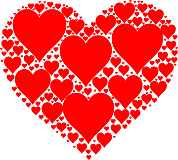 a heart made up of red hearts