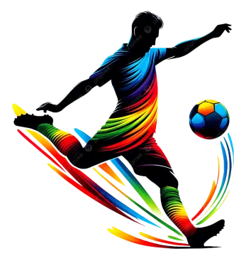 a soccer player kicking with the ball