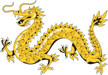 a yellow dragon on a white background