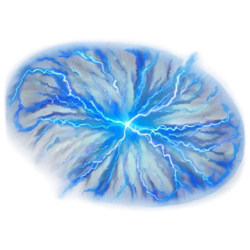 a blue and white lightning in the center of a circle