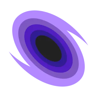 a purple eye with a black pupil