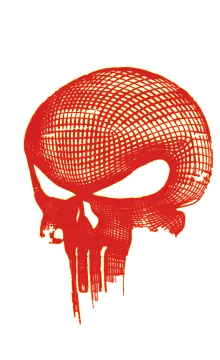 a drawing of a skull on a white background