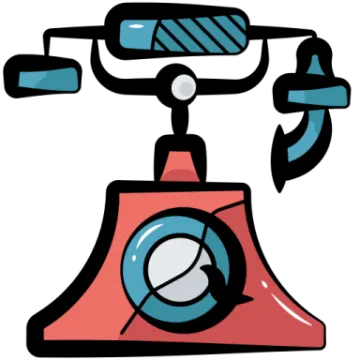 an old red telephone with a blue dial