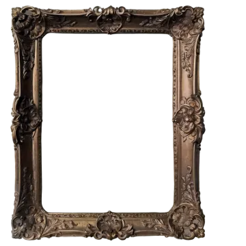 an ornate gold frame on a white background