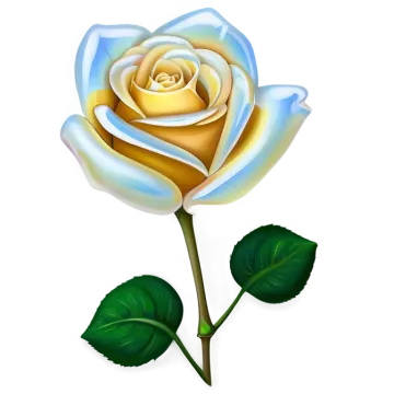 a white rose with green leaves on it