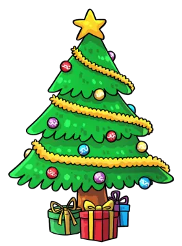 a christmas tree with presents around it