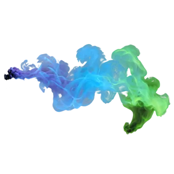 blue and green smoke on a white background