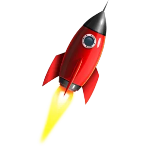 a red rocket flying through the air