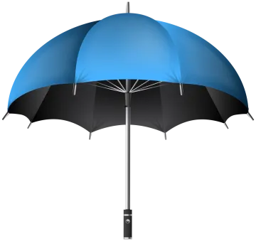 a blue and black umbrella on a white background