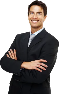 a man in a suit with his arms crossed