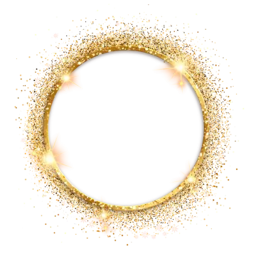 a gold glitter circle frame on a white background