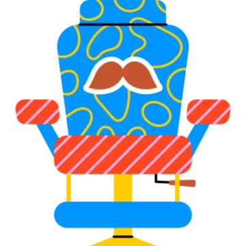 an office chair with a mustache on it