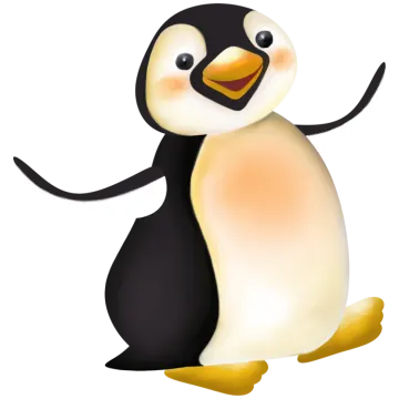 a cartoon penguin sitting on the ground