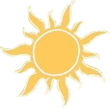 a yellow sun on white background