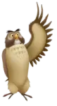 an owl with its wings spread out